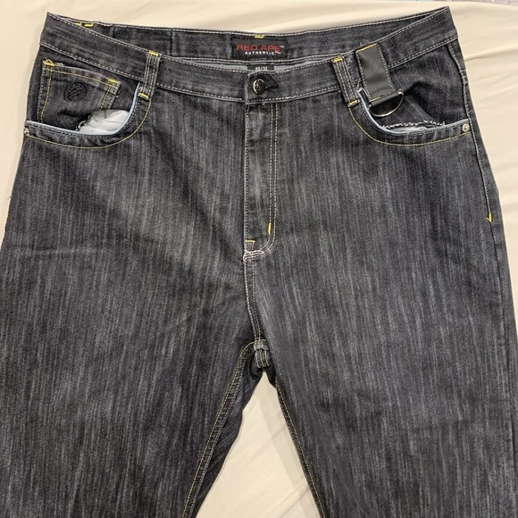 Red Ape Authentic Baggy Black Denim Jeans Mens Size 40X32 Y2K Skater Street Wear - Picture 3 of 10
